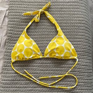 Victoria’s Secret VS swim triangle halter top white /yellow dots medium